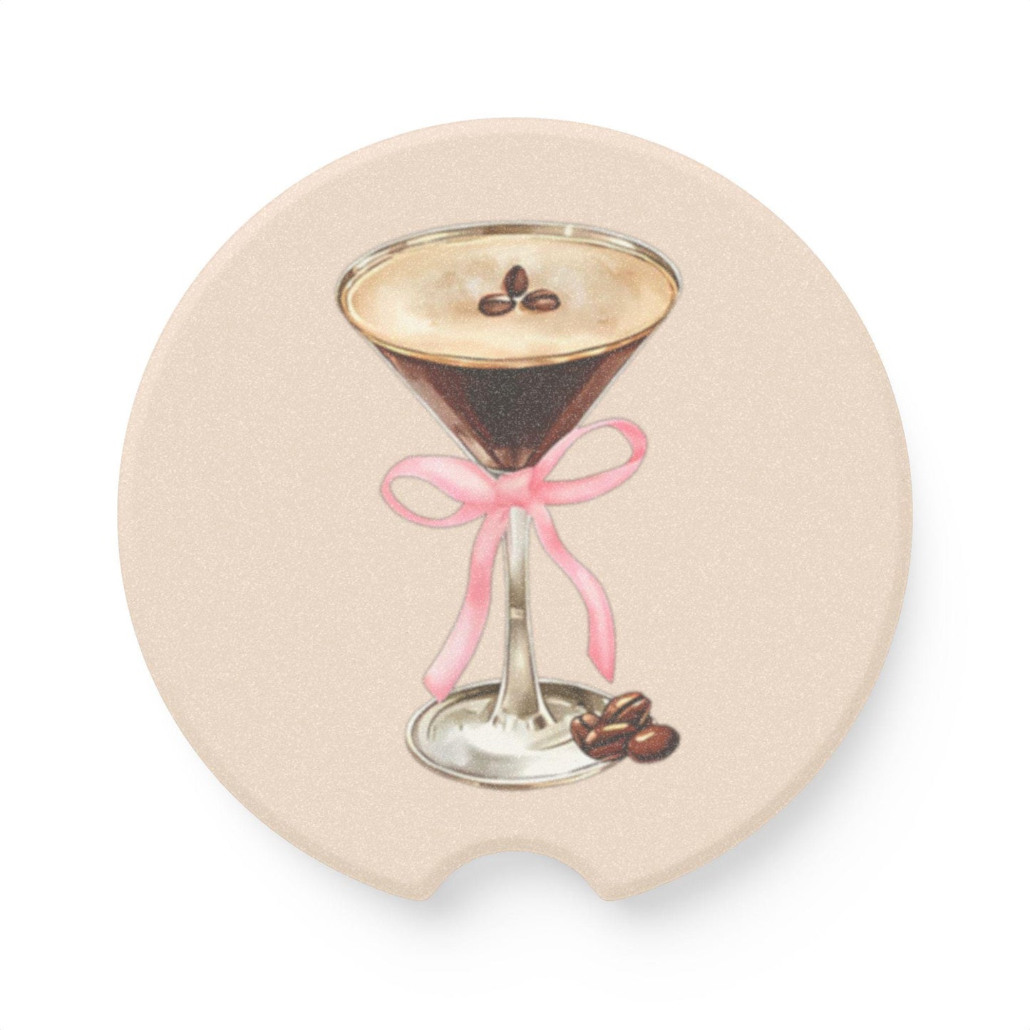 Espresso Martini Soapstone Car Coaster Custom Made 1 or 2 Pc.