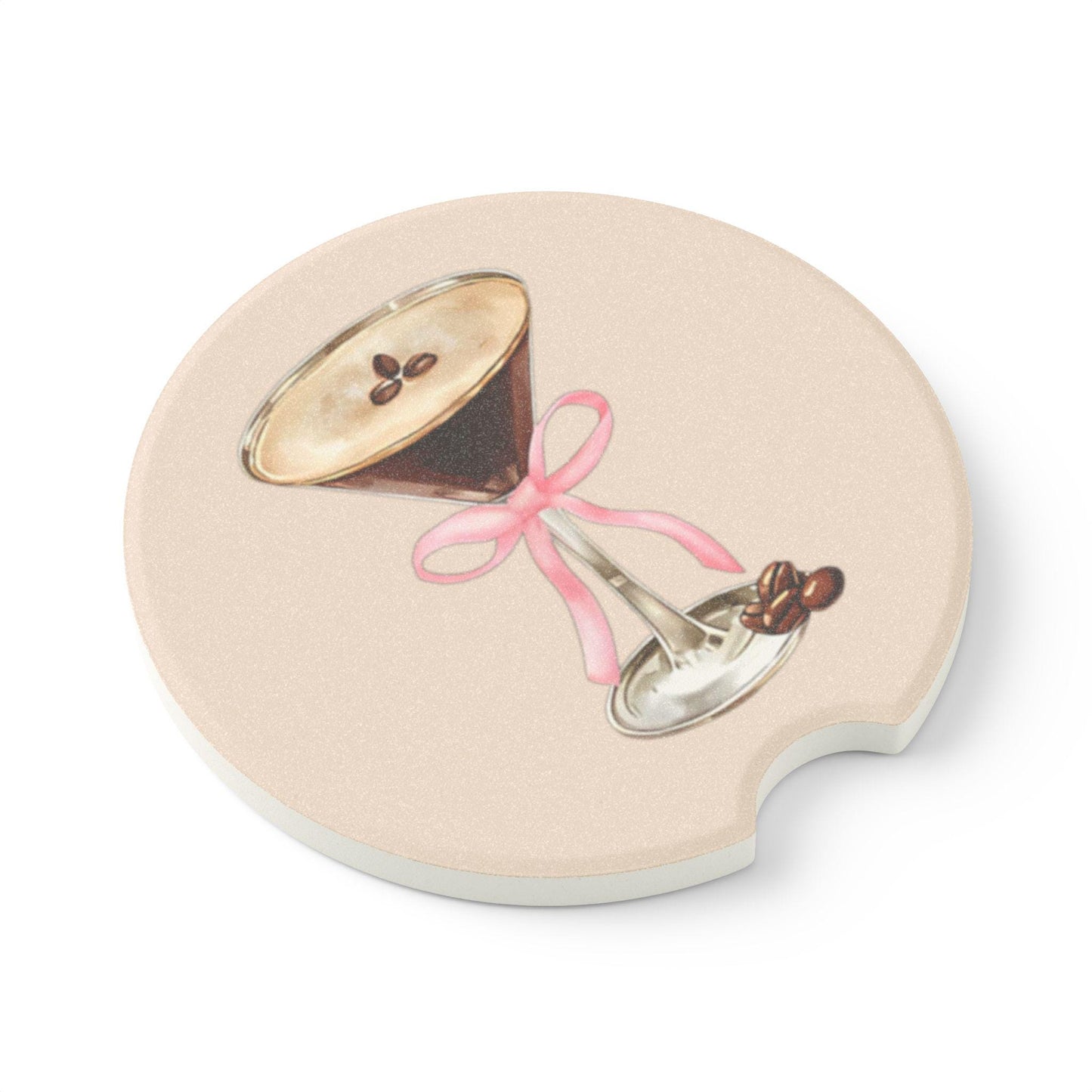 Espresso Martini Soapstone Car Coaster Custom Made 1 or 2 Pc.