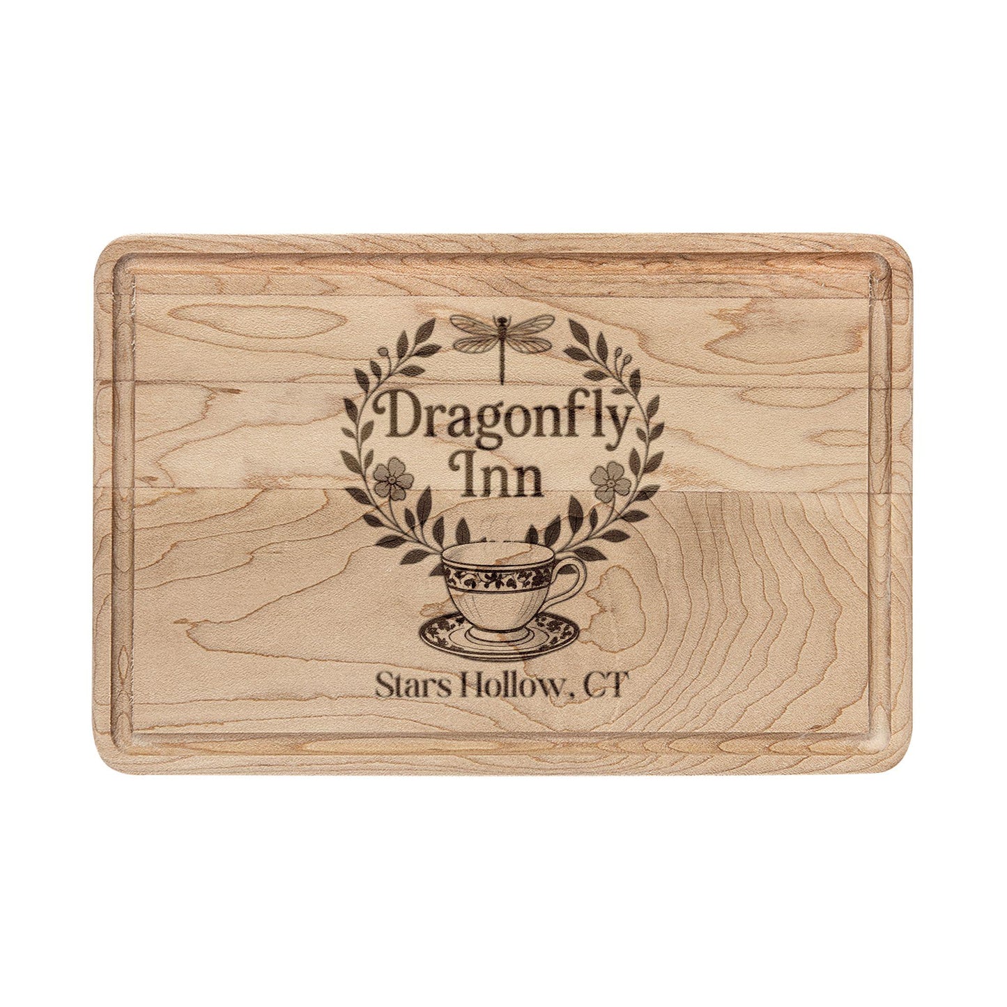 Dragonfly Inn Engraved Cutting Board | Stars Hollow, CT | Handmade Maple or Walnut