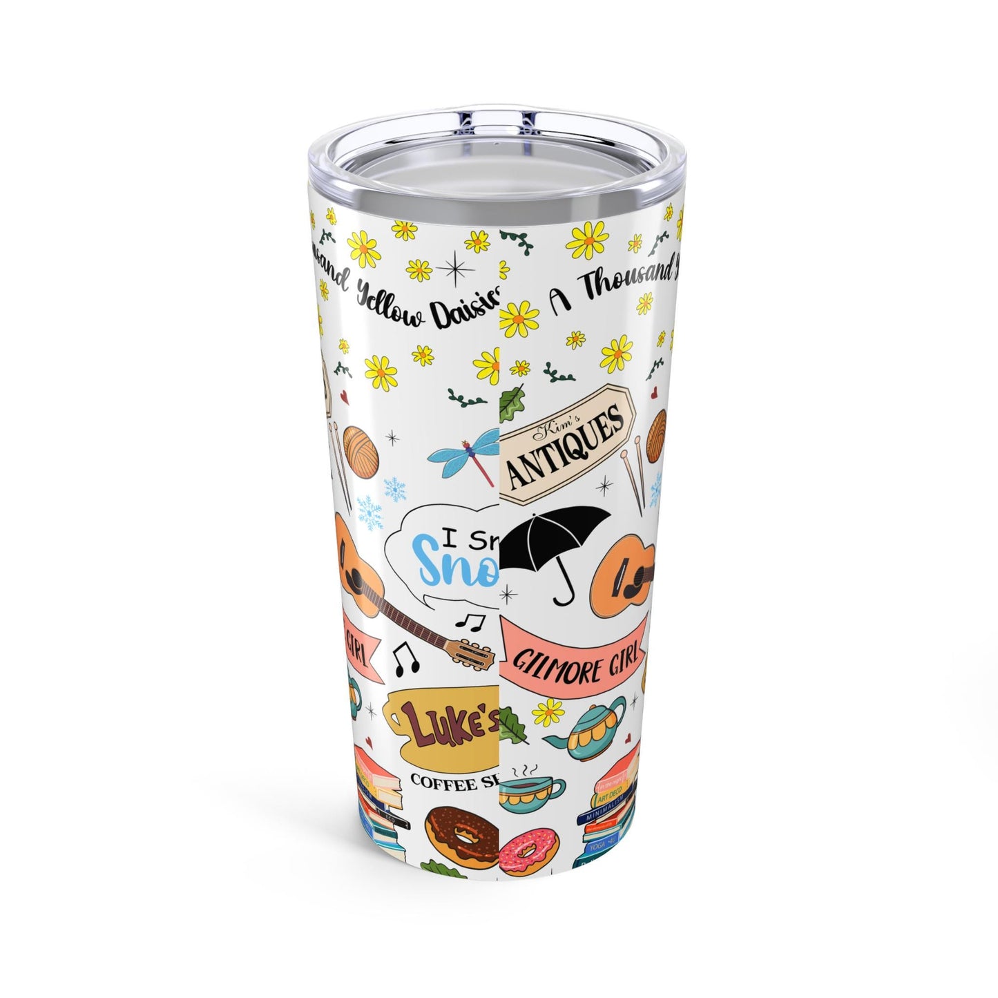 Gilmore Girls Icons Tumbler | Stars Hollow, Luke's Coffee, Paul Anka Dog