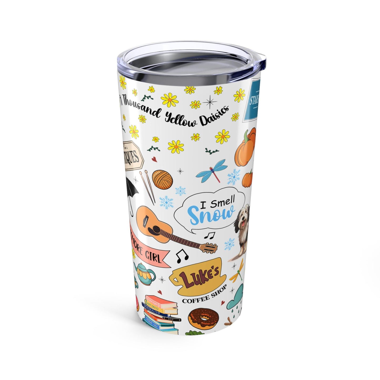 Gilmore Girls Icons Tumbler | Stars Hollow, Luke's Coffee, Paul Anka Dog