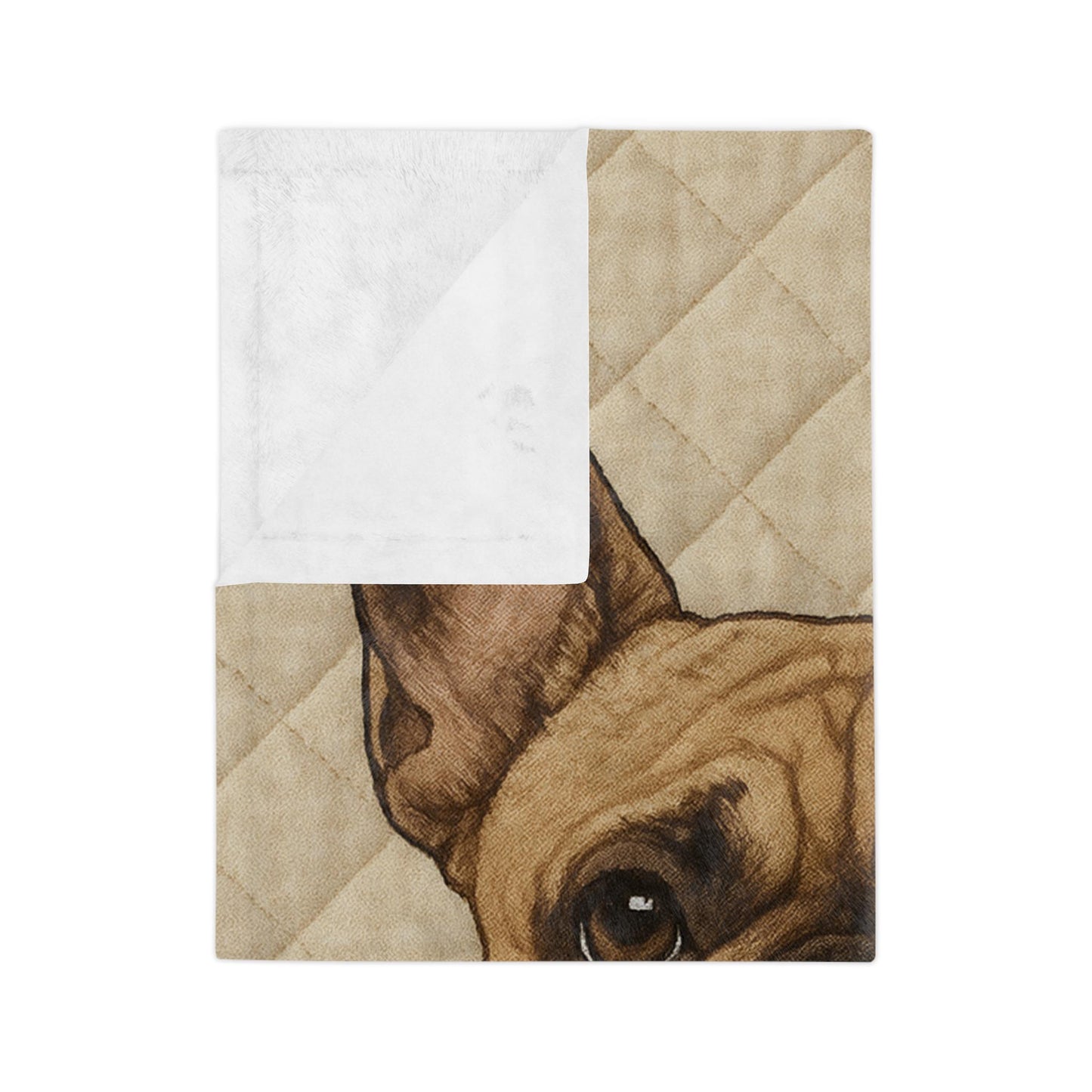 French Bulldog Love Velveteen Blanket | Illustrated Cozy Quilt