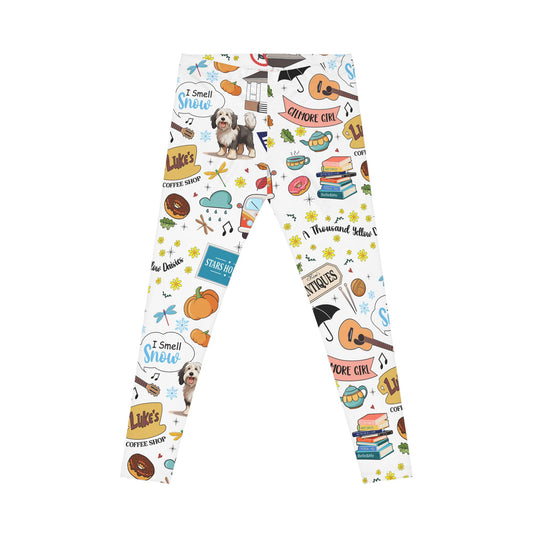 Cozy Gilmore Girls Pattern Leggings | All-Over Print Stars Hollow