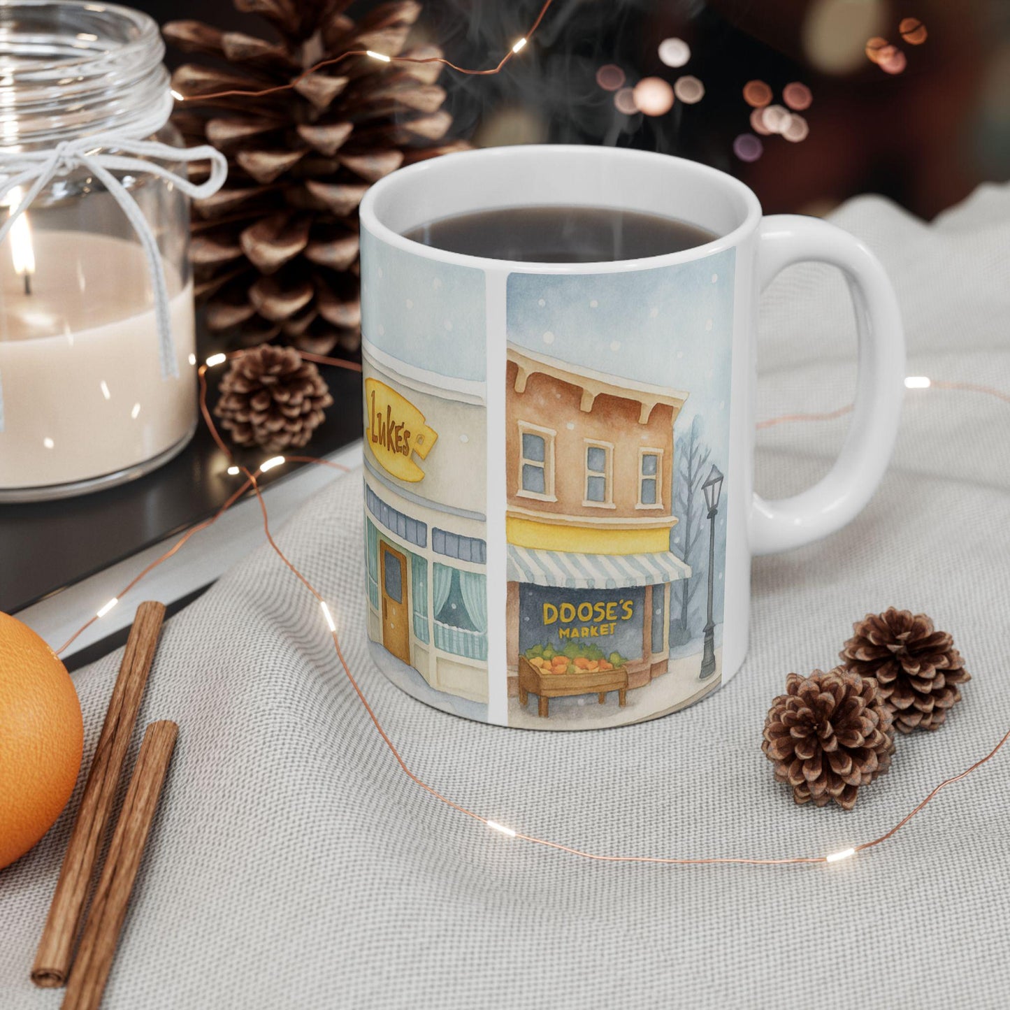 Cozy Stars Hollow Main Street Mug | Ceramic Coffee Cup Lukes, Miss Pattys, Dooses